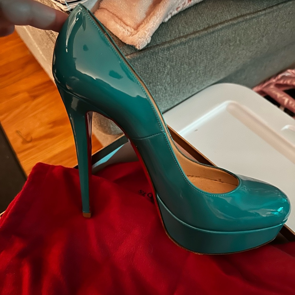 Teal Christian Louboutin Bianca platforms